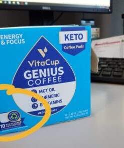 VitaCup Genius Keto Coffee Pods with MCT Oil, Turmeric and Vitamins B1, B5, B6, B9, B12, D3 for Energy & Focus in Recyclable Single Serve Pod Compatible with K-Cup Brewers Including Keurig 2.0 Genius + MCT 16 Count (Pack of 1) 32 B1JdZY0BPNS
