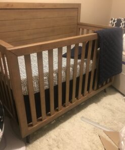 CaSaJa Classic Microfiber Crib Skirt with 2 Sides Pleated, Soft Breathable Dust Ruffle Fits Standard Crib and Toddler Bed, Navy Blue Color for Boys, 14 inches Drop, Navy 18 B1KI4nALuhS