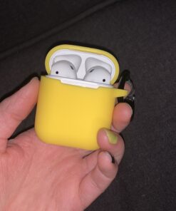 SATLITOG AirPods Case Cover with Secure Lock Keychain, Protective Silicone Cover Compatible with Apple AirPods 2nd & 1st Charging Case - Yellow 50 B1KZGIvA8aS 1
