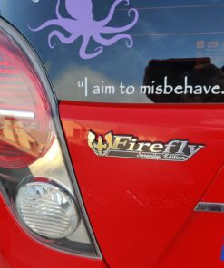 I Aim to Misbehave Quote Sticker Decal Notebook Car Laptop 8" x 1" (White) 33 B1L7 ai1NvS