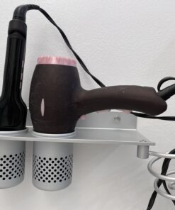 Cavoli Hair Blow Dryer Holder Wall Mounted,Space Aluminum, Nail free glue/Drilling screw, Bathroom Hanging Rack Organizer with 2 Cups double-cup 26 B1LZY08HmcS