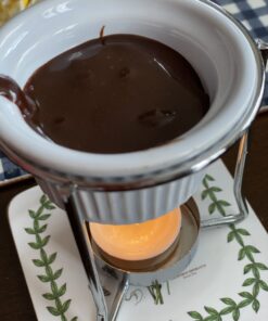 PrepWorks by Progressive 5-Ounce Ceramic Butter Warmer Home Fondue Set with Stands, Candles, and Cups, White 18 B1M70bOolS