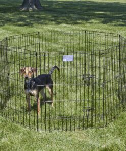 MidWest Homes for Pets Foldable Metal Dog Exercise Pen / Pet Playpen. Black w/ door, 24'W x 30'H, 1-Year Manufacturer's Warranty 30" H 25 B1ML8BZVSlS