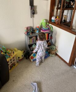 Amazon Basics Children's 3 Shelf Multi-Functional Bookcase and Toy Storage Bin - Grey, 14.84"D x 31.25"W x 24.56"H 30 B1MkImSWmxS