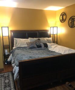 Brightech Maxwell - Modern Shelf Floor Lamp with Shade and LED Bulb Corner Display Lamps Shelves for Living Room, Bedroom Office Black Classic Black 44 B1MvzSVQOdS