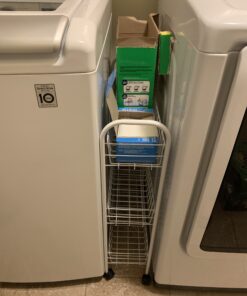 Household Essentials 05121 Slim Line 3-Tier Metal Storage Cart | Laundry Room Rolling Organizer | White 7" White - Basic 25 B1NVltzevOS