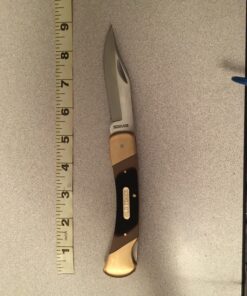 Old Timer 7OT Cave Bear Traditional Lockback Pocket Knife with 3.9in High Carbon Stainless Steel Blade, Sawcut Handles, and Leather Belt Sheath for Hunting, Camping, Whittling, EDC, and Outdoors 34 B1NdSf6O5QS