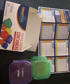 21 Day Portion Control Containers Kit - Nutrition Diet, Multi-Color Coded Weight Loss System. Complete Guide + PDF Planner + Recipe eBook and Tape Measure - BPA Free - 7 PC Labeled 7 Piece - Labeled 41 B1OSxeopYAS