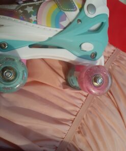 SULIFEEL Rainbow Unicorn 4 Size Adjustable Light up Roller Skates for Girls Boys for Kids A Rainbow Medium - Big Kid 34 B1OytJDzSvS