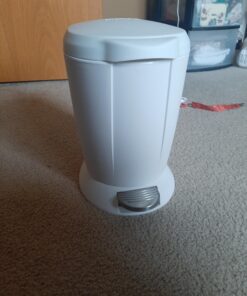 simplehuman Compact Round Bathroom Step Trash Can, 6 Liter / 1.6 Gallon, White Plastic 47 B1PRJEV9geS