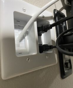 Bryant Electric RR1512W 2-Gang Recessed TV Connection Outlet Plate with 15 Amp 125V Tamper-Resistant Duplex Receptacle with One Pass-Thru Opening, White 1-Pass-Thru Opening 33 B1QNuPSpn5S