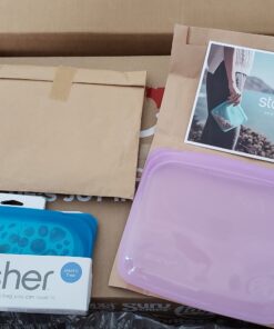 Stasher Reusable Silicone Storage Bag, Food Storage Container, Microwave and Dishwasher Safe, Leak-free, Sandwich, Aqua 33 B1QgLFWmjNS