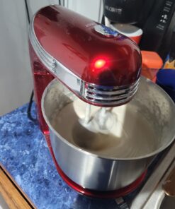 DASH Stand Mixer (Electric Mixer for Everyday Use): 6 Speed Stand Mixer with 3 qt Stainless Steel Mixing Bowl, Dough Hooks & Mixer Beaters for Dressings, Frosting, Meringues & More - Red, DCSM250RD 35 B1QmH2WvReS