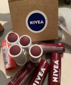 NIVEA Lip Balm, Blackberry Flavored Tinted Lip Balm Stick with Shea Butter and Jojoba Oil, 0.17 Oz, Pack of 4 0.17 Ounce (Pack of 4) 24 B1Szxb3FMS