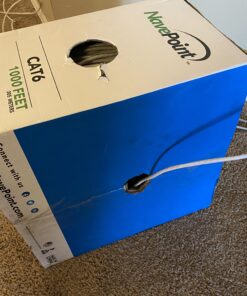 NavePoint Cat6 (CCA), 1000ft, White, Solid Bulk Ethernet Cable, 550MHz, 23AWG 4 Pair, Unshielded Twisted Pair (UTP) 7 B1TI9KwlLtS