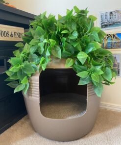 Good Pet Stuff, The Original Hidden Litter Box, Artificial Plants & Enclosed Cat Planter Litter Box, Vented & Odor Filter, Easy to Clean, Mocha Brown , 20" wide x 19 3/4" 41 B1TNwuRkGmS