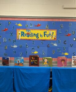 Eureka Dr. Seuss Cat in the Hat 'Reading is Fun' Back to School Classroom Decoration, 12'' x 45'' 4 B1TvASVBozS