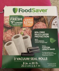 FoodSaver Vacuum Sealer Bags, Rolls for Custom Fit Airtight Food Storage and Sous Vide, 8" x 20' (Pack of 3) 3 rolls (Pack of 1) 3-Pack Seal Roll 17 B1UfvPtvBuS