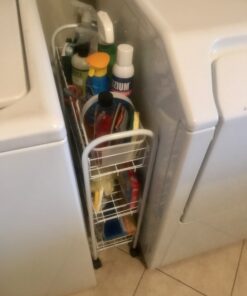 Household Essentials 05121 Slim Line 3-Tier Metal Storage Cart | Laundry Room Rolling Organizer | White 7" White - Basic 35 B1VlF6T8hlS