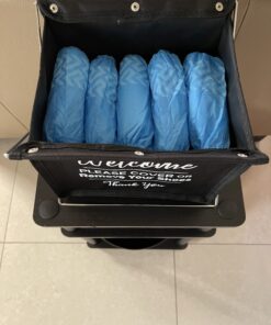 Foldable Shoe Cover Holder (Black) with Bonus Please Use Shoe Covers, Double Sided, Door Hanger Black 33 B1WV iVLhUS