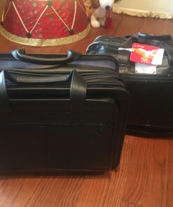 Samsonite Leather Expandable Briefcase 17 inch Black 28 B1XLAkVVWS