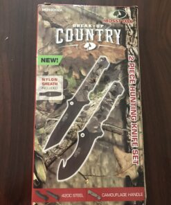 Mossy Oak Fixed Blade Hunting Knife Set - 2 Piece, Full Tang Handle Straight Edge and Gut Hook Blades Game Processing Knife, Sheath Included 42 B1YI8cOAS