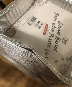 (35 Pack) 8” x 8” Square Baking Cake Pans with Plastic Dome Lids | Heavy Duty l Disposable Aluminum Foil Tins l Portable Food Containers l Perfect for Roasting Oven Toaster Cooking 35 44 B1YrjwRx1DS