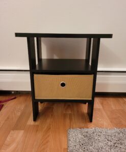 Furinno Andrey End Table / Side Table / Night Stand / Bedside Table with Bin Drawer, Espresso/Brown 1-Pack, Center Bin 52 B1Z2BvlKRsS