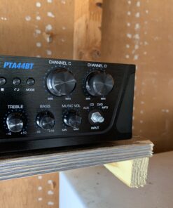 Pyle 500W Karaoke Wireless Bluetooth Amplifier - 4 Channel Stereo Audio Home Theater Speaker Sound Power Receiver with AUX IN, FM, RCA Subwoofer Speakers OUT, USB, Microphone IN with Echo - PTA44BT Amplifier System 32 B1ZmPnkjxPS