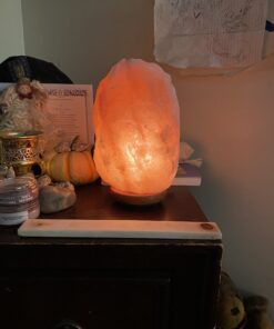Himalayan Glow HS-1003 Himalayan Hand Carved Crystal Salt Lamp with Wooden Base, 6-7 LBS, Pink 60 B1aPacK72tS