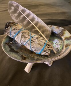 3 White Sage Smudge Gift Kit - Abalone Shell, Feather, Stand, Instructions & More - Smudging, Cleansing, Healing & Stress Relief Standard with Feather, Stand & Chakra Bracelet 32 B1bAYjFzUHS