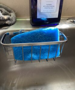 iDesign Gia Stainless Steel Dish Sponge Holder Basket with Suction Cups, Ideal for Kitchen Sinks and Bathroom Organization, Set of 1, Polished 36 B1bsMeirkoS