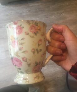 Gracie China by Coastline Imports Rose Chintz Porcelain Footed Mug Assorted with Gold Trim, 9-Ounce, Set of 4 7 B1dLAuyBX5S