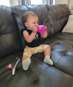 MAM Plastic Trainer Cup (1 Count), 8 oz. Trainer Drinking Cup with Extra-Soft Spout, Spill-Free Nipple, and Non-Slip Handles, for Girls 4+ Months, Designs May Vary Pink 35 B1fwxMky9HS