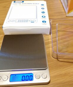 (Upgraded) AMIR Digital Kitchen Scale, 500g Mini Pocket Jewelry Scale, Cooking Food Scale, Back-Lit LCD Display, 2 Trays, 6 Units, Auto Off, Tare, PCS, Stainless Steel (Batteries Included) Silver 41 B1gDBIyfJOS