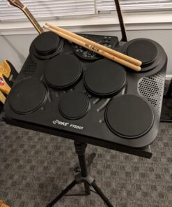 Pyle Portable Drums, Tabletop Drum Set, 7 Pad Digital Drum Kit, Touch Sensitivity, Wireless Electric Drums, Drum Machine, Electric Drum Pads, LED Display, Mac & PC - PTED01 36 B1gYWwVp3QS