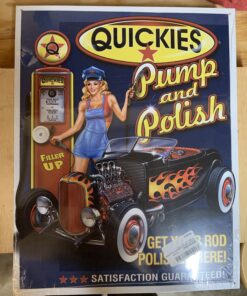 Desperate Enterprises Quickies Pump & Polish Tin Sign - Nostalgic Vintage Metal Wall Decor - Made in USA 11 B1hi3y6fCGS 3