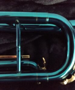 Mendini By Cecilio Bb Trumpet - Trumpets for Beginner or Advanced Student w/Case, Cloth, Oil, Gloves - Brass Musical Instruments For Kids & Adults Blue 24 B1jocTHBRS 1