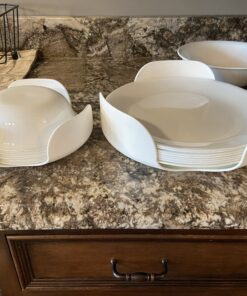 Camco Stack-A-Plate- Easily Organize, Store and Protect Plates During Travel, Non- Slip Backing, Simply Dispense Plates During Later Use, Great For RVs - White (43601) 26 B1k1bKzgwLS