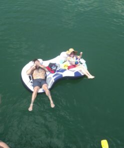 Bestway CoolerZ Rapid Rider Inflatable 2 Person Blow Up Pool River Tube Lake Lounger Float with Cup Holders, Handles, Backrest and Mesh Bottom, Blue 17 B1kkVq9EEJS