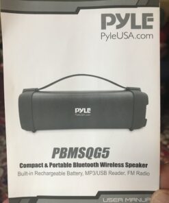 Pyle Wireless Portable Bluetooth Speaker- 100 Watt Power Rugged Compact Audio Sound Box Stereo System with Built-in Rechargeable Battery, 3.5mm AUX Input Jack,FM Radio,MP3 & USB Reader-PBMSQG5, Black 31 B1lFNg6i0S