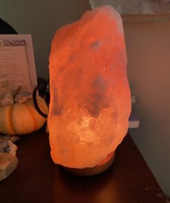 Himalayan Glow HS-1003 Himalayan Hand Carved Crystal Salt Lamp with Wooden Base, 6-7 LBS, Pink 62 B1luNuRDWsS