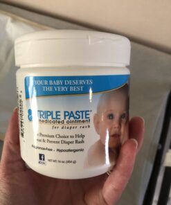 Triple Paste Diaper Rash Cream for Baby - 16 Oz Tub - Zinc Oxide Ointment Treats, Soothes and Prevents Diaper Rash - Pediatrician-Recommended Hypoallergenic Formula with Soothing Botanicals 16 Ounce 33 B1m3xrWAa2S