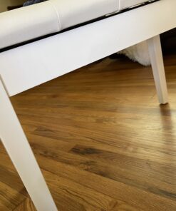 HOMCOM Piano Bench, Duet Piano Chair with Faux Leather Padded Cushion and Wooden Frame, Button Tufted Keyboard Bench, White Country White 62 B1oYz5ivsBS