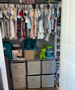 C&AHOME Cube Storage, 9-Cube Plastic Closet Cabinet Organizer, DIY Stackable Bookshelf, Modular shelving Units Ideal for Home, Office, Kids Room, 36.6"L x 12.4" W x 48.4" H Translucent White SBTM3009A Transparent White 36 B1pDTTClieS