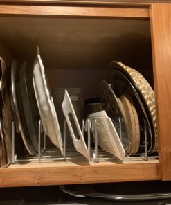 2 Pack - SimpleHouseware Kitchen Cabinet Pantry and Bakeware Organizer Rack Holder, Silver Sliver 42 B1qVT8suiSS