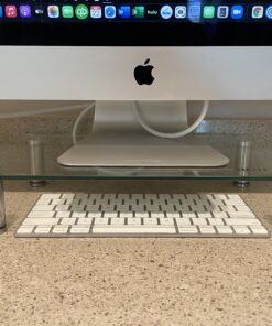 WALI Glass Monitor Stand Riser for Desk,Height Adjustable Computer Monitor Riser, Clear Monitor Stand for Laptop TV Computer Screen, Desk Organization, Office Supplies (GTT001), 16 X 10 inch, Clear 37 B1rHWSrugRS