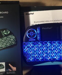 (Newest Upgrade) iPazzPort Mini Bluetooth Keyboard with Touchpad (Handheld Keyboard), Backlit Mini Wireless Keyboard with 2.4G USB Dongle for Google/Android TV Box/FireStick/Laptop/PC KP-21SM Bluetooth&2.4RF 37 B1rxGMesjS