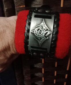 HAQUIL Viking Wiccan Egytian Black Brown Wide Leather Wristband Bracelet Ancient Medieval Jewelry Gift for Men Celtic Dragon - Black Leather 19 B1sD1Vr2o0S