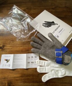 Schwer ANSI A9 Cut Resistant Glove, Stainless Steel Mesh Metal Glove, Food Grade for Kitchen Cooking, Butcher Meat Cutting, Oyster Shucking, Mandoline, Fishing(M, 1 PCS) Medium (Pack of 1) 1.0 Steel Wire 21 B1sQuolQRPS